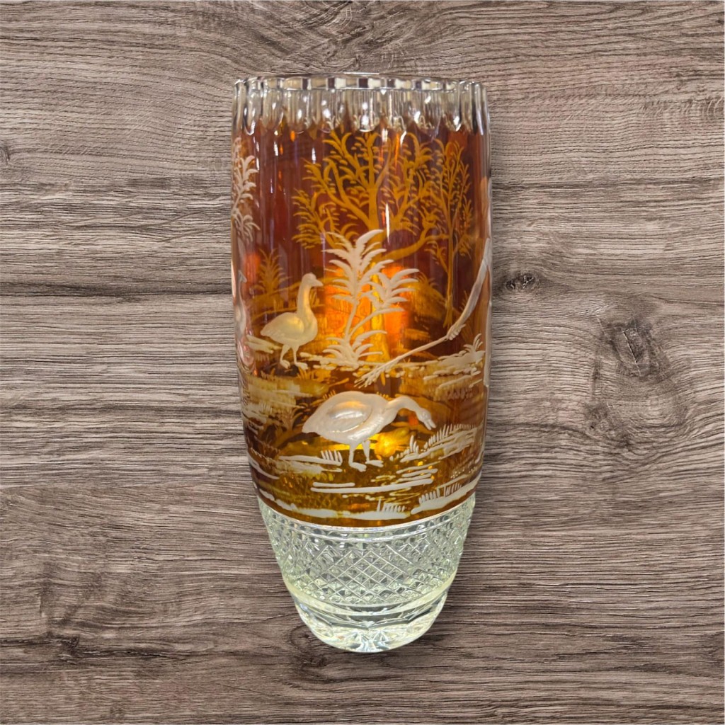 Vaso Vetro Molato Decoro Donna
