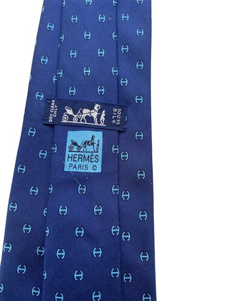 Cravatta Hermes Paris Seta Blu