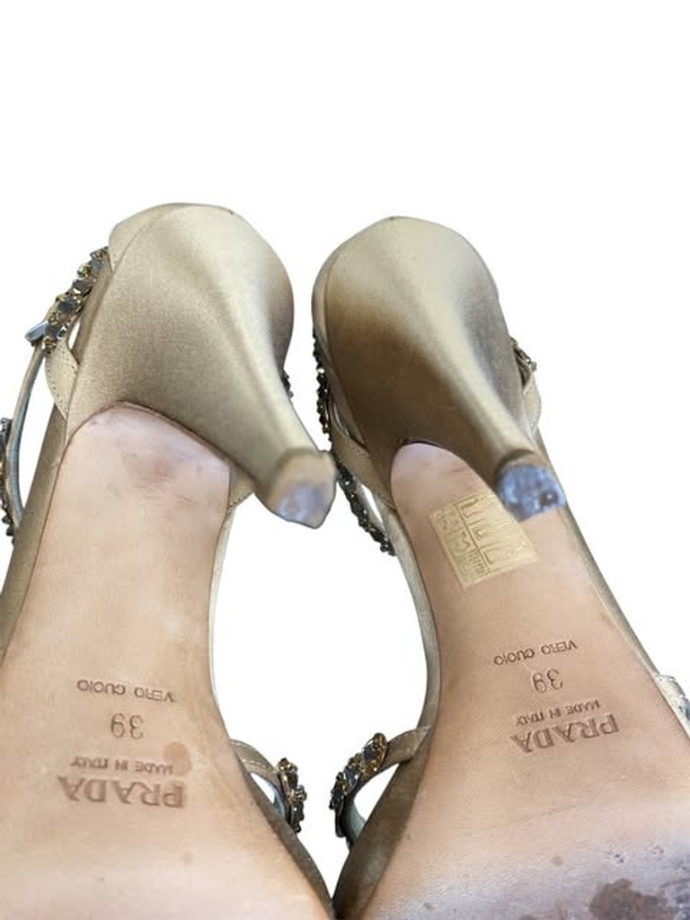 SCARPE PRADA ORO CON SWAROVSKI
